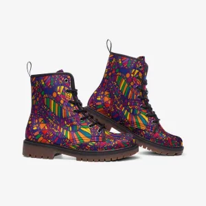 Red Trance Combat Boots