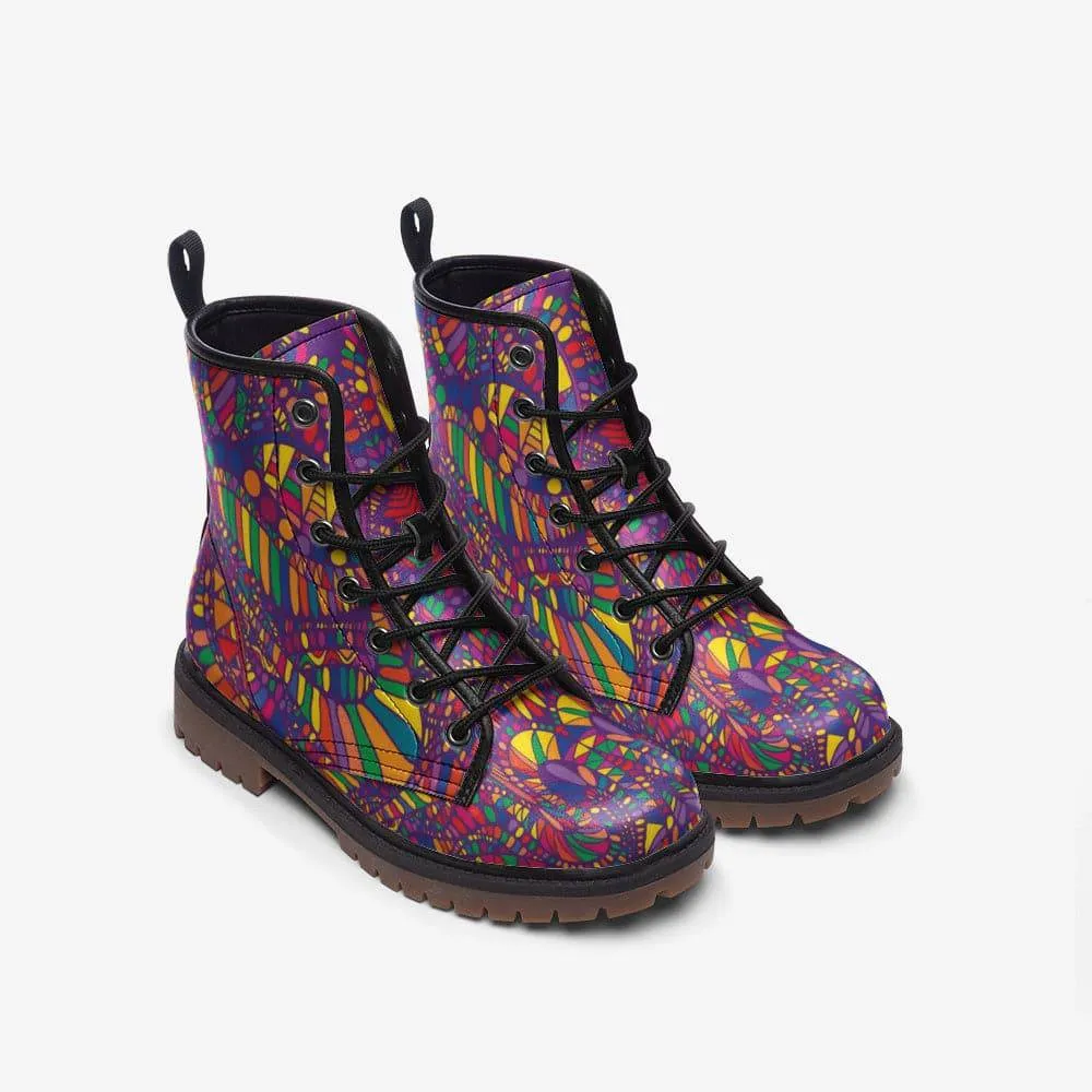Red Trance Combat Boots