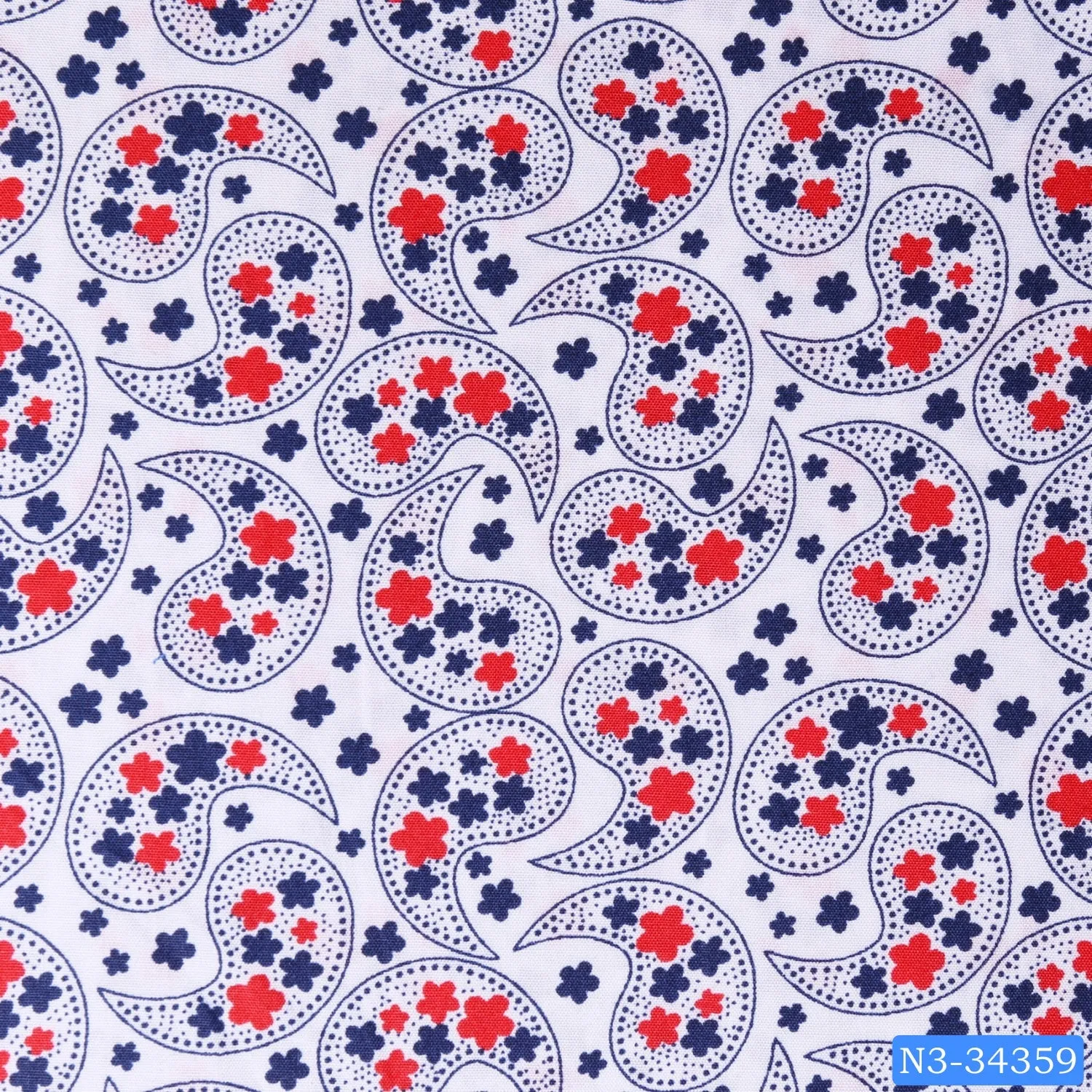 Red White Blue Paisley Print Shirt
