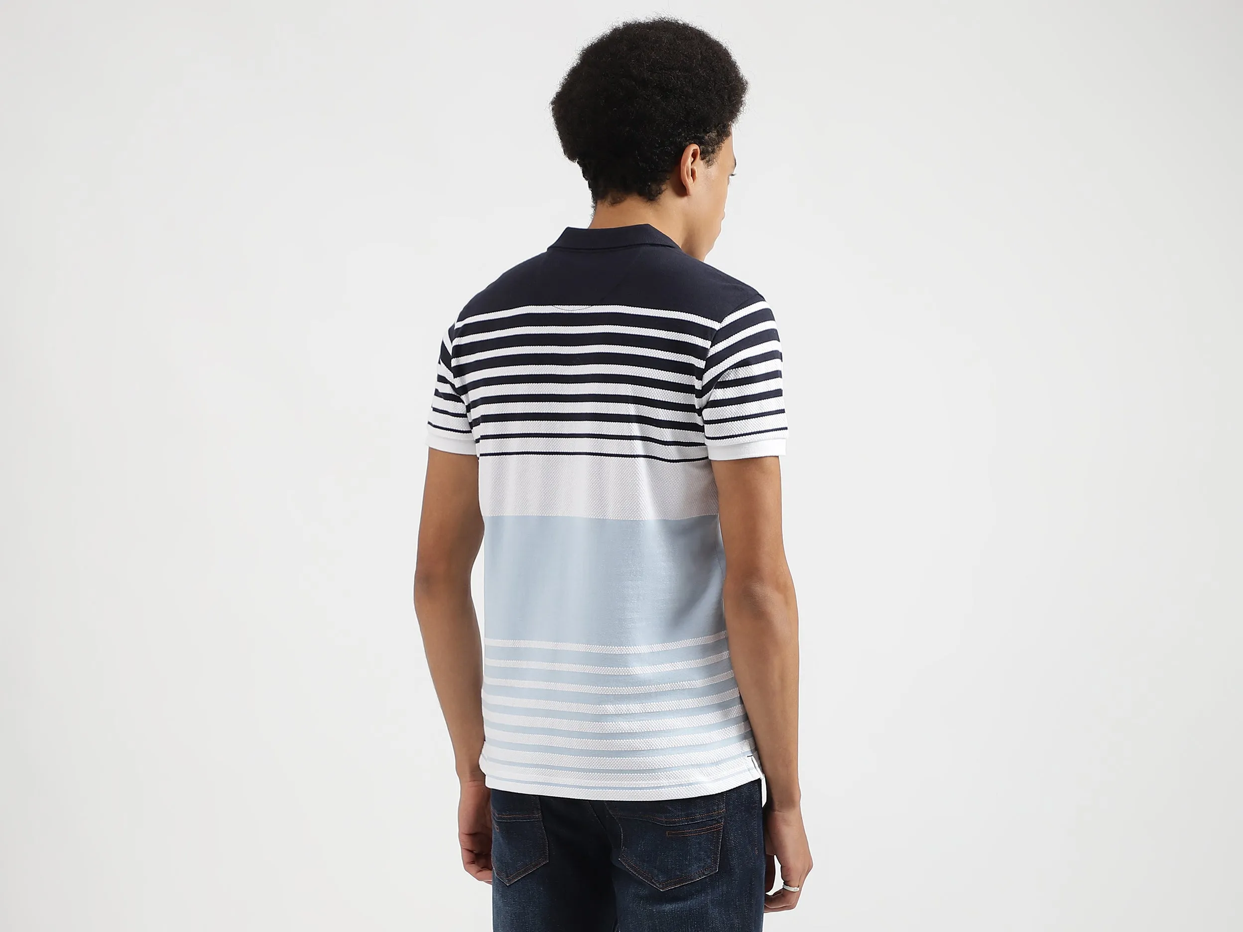 Regular Fit Polo Neck Striped T-Shirts