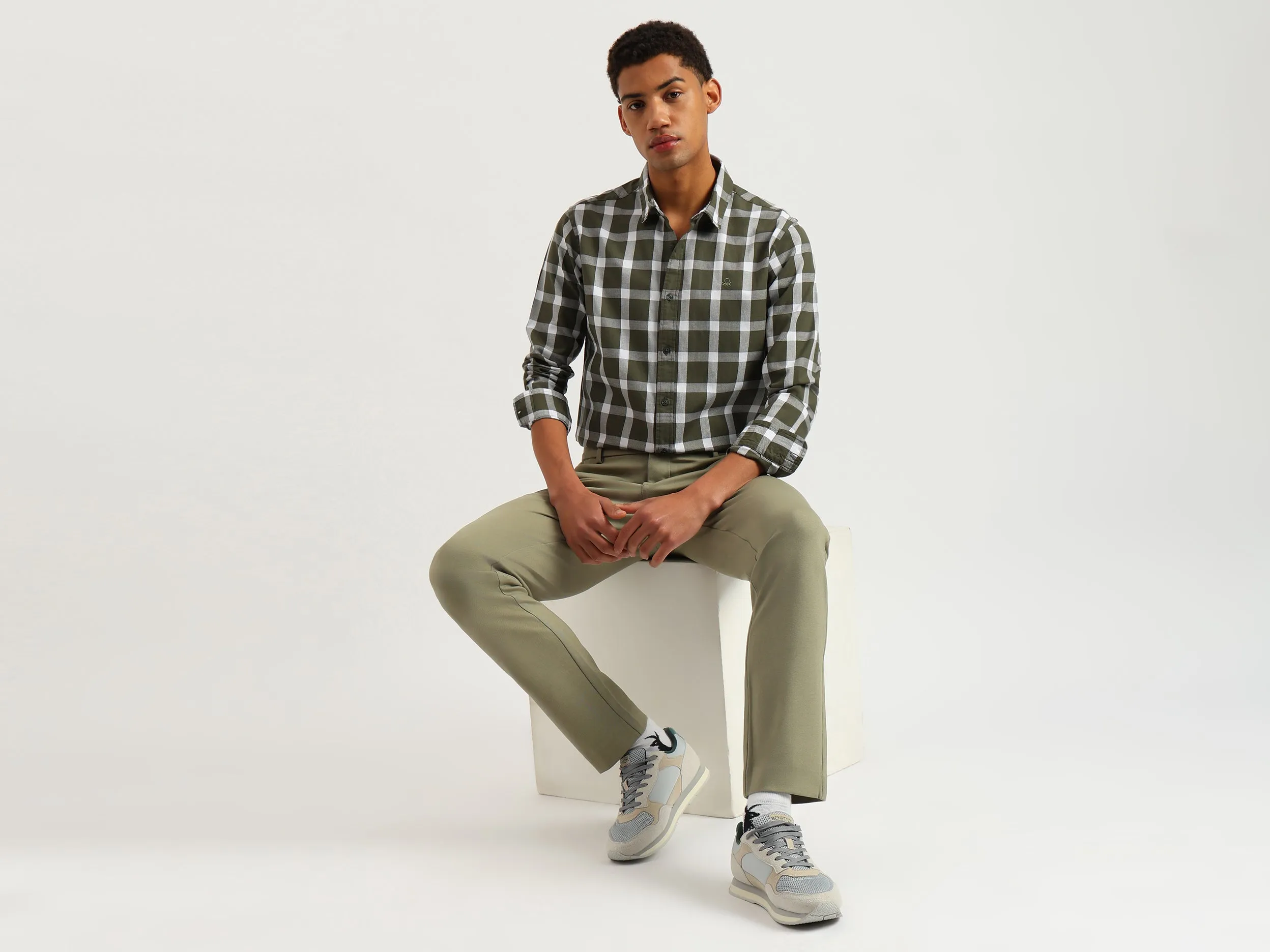 Regular Fit Spread Collar Oxford Checkered Shirt