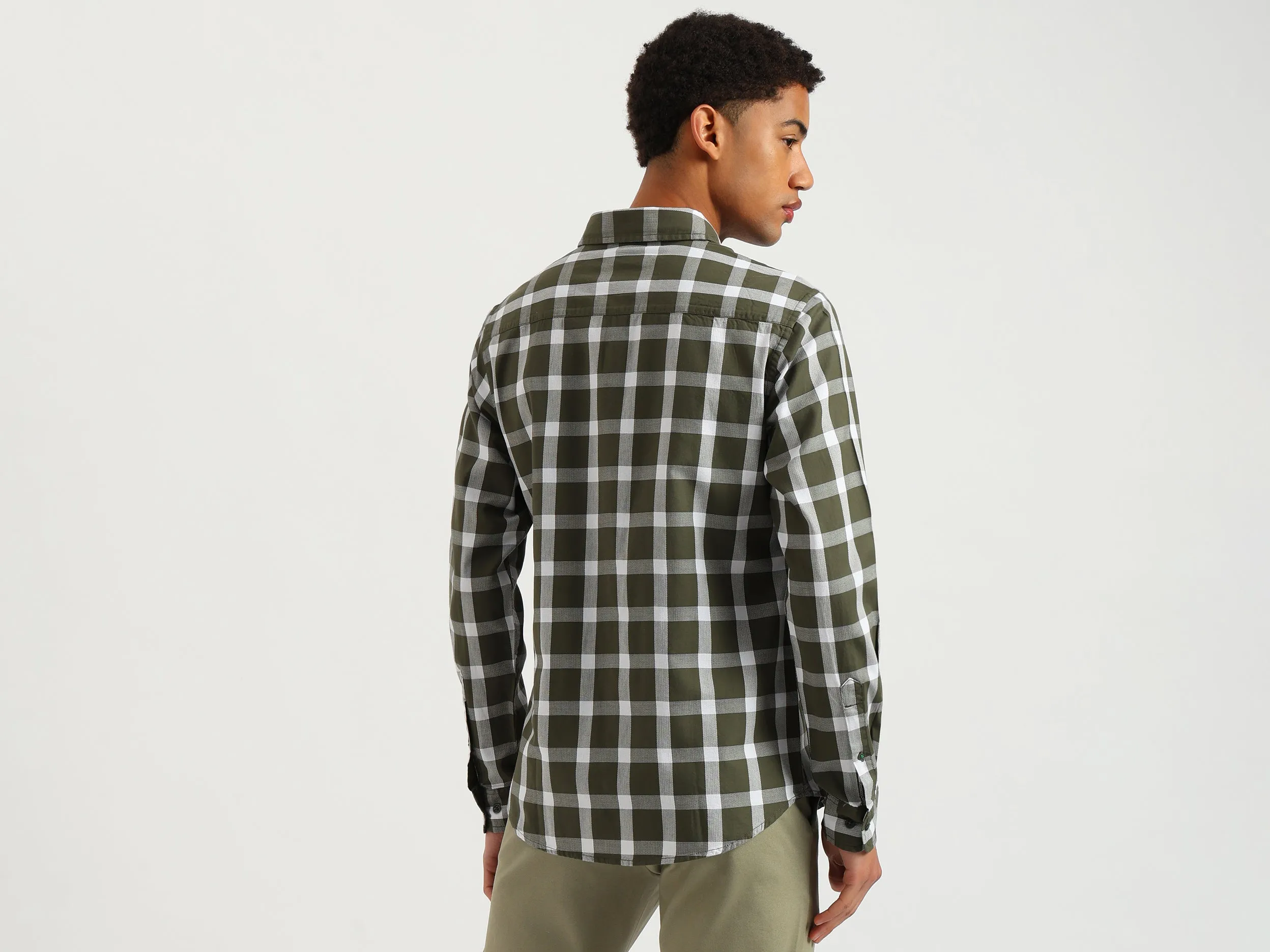 Regular Fit Spread Collar Oxford Checkered Shirt