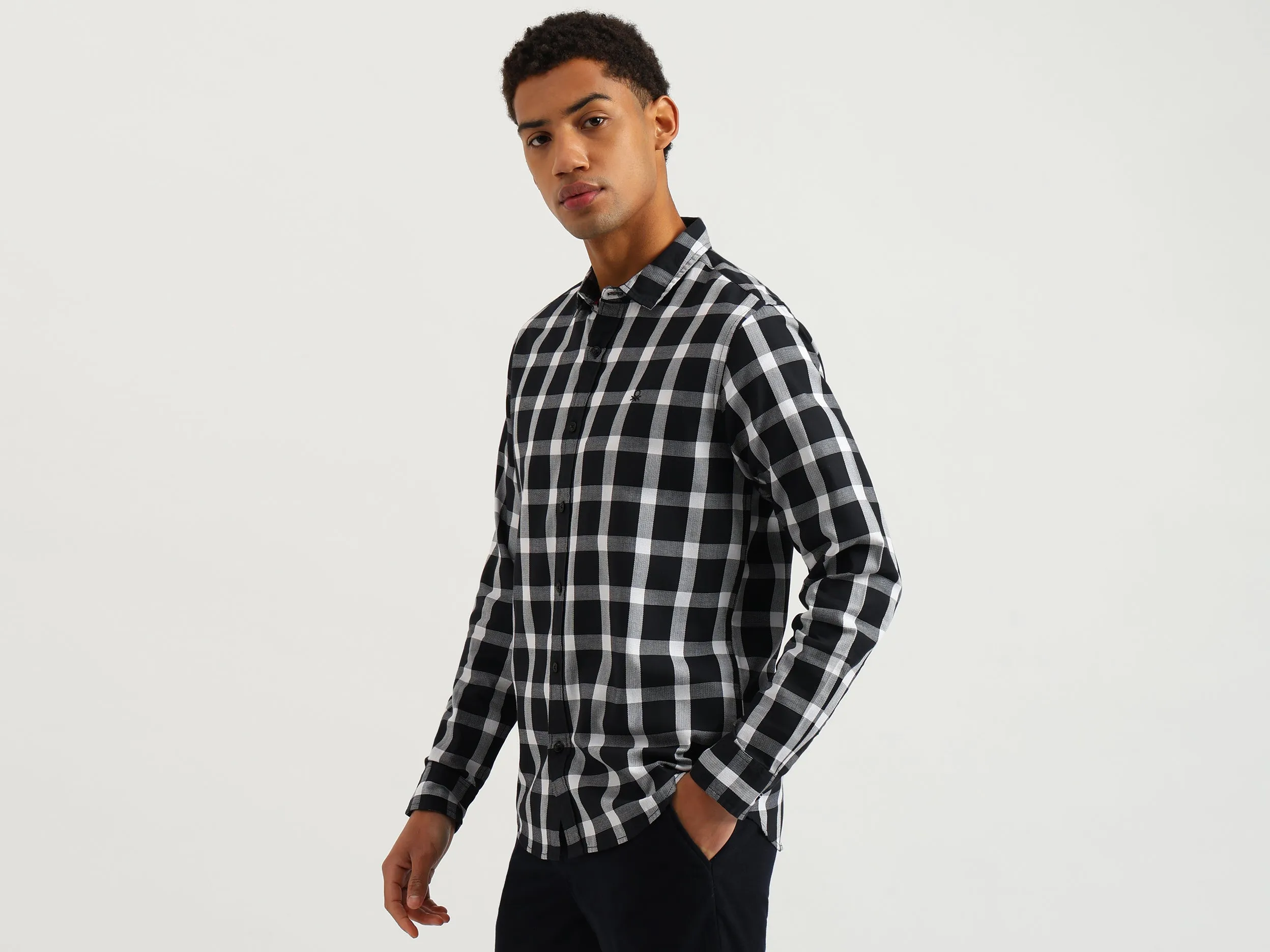 Regular Fit Spread Collar Oxford Checkered Shirt
