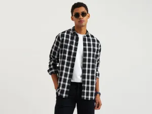 Regular Fit Spread Collar Oxford Checkered Shirt