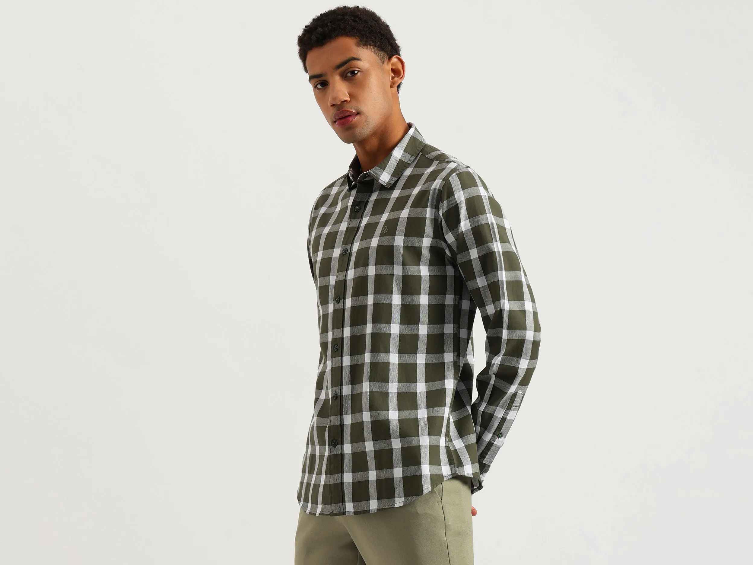 Regular Fit Spread Collar Oxford Checkered Shirt