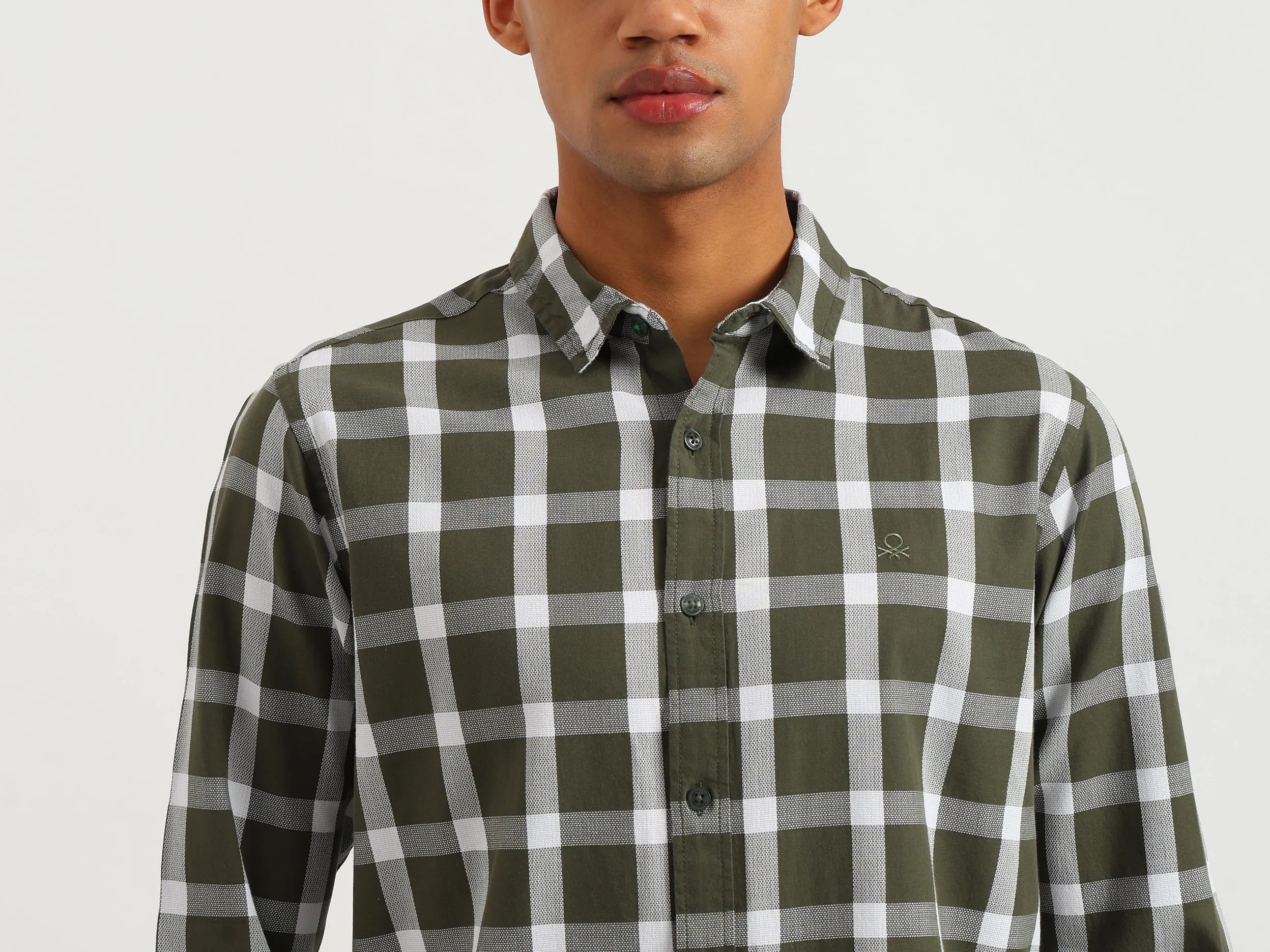 Regular Fit Spread Collar Oxford Checkered Shirt