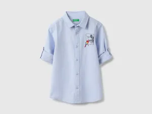 Regular Fit Spread Collar Solid & Embroidered Oxford Shirt