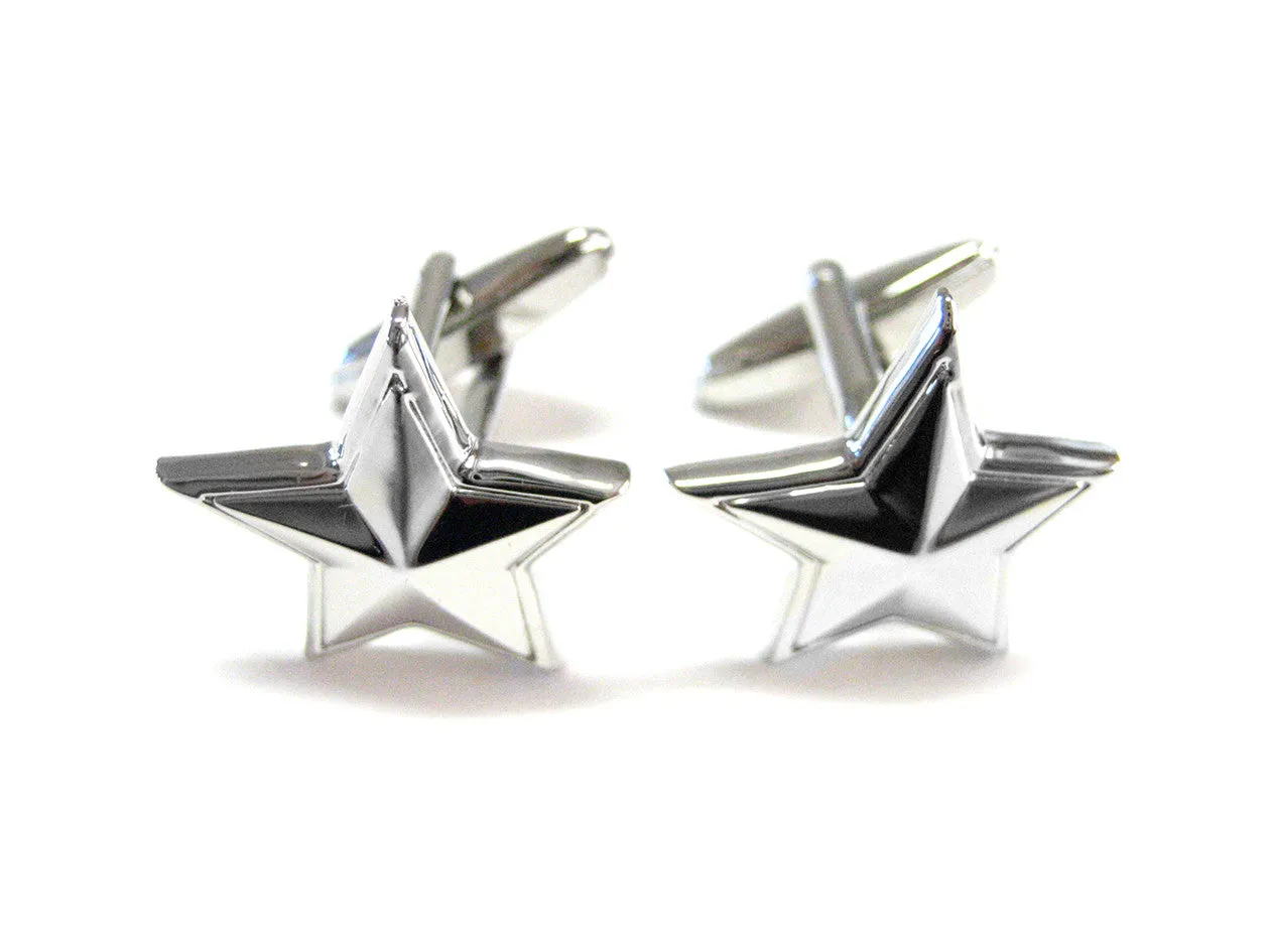 Rhodium Plated Star Cufflinks