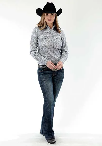 Roper Girls Grey Paisley Western Shirt