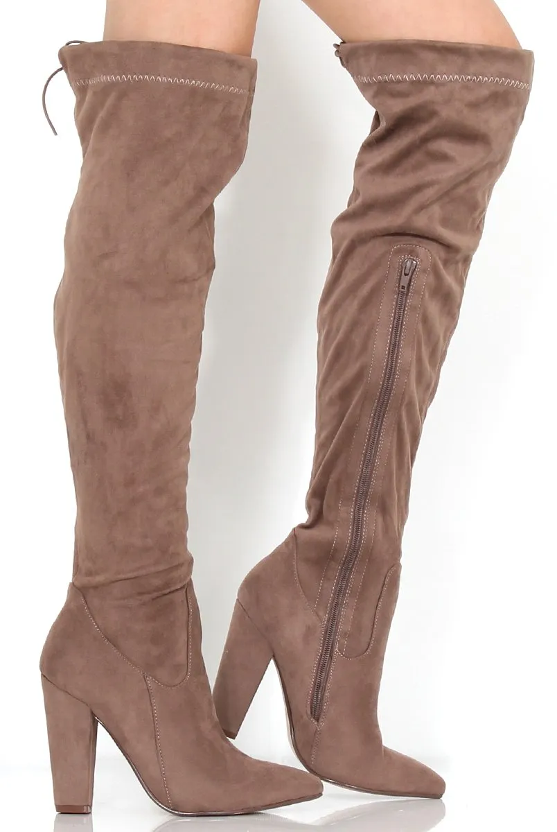 Rosah Mocha Suede Over The Knee Boots