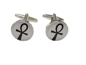 Round Ankh Cross Pendant Cufflinks