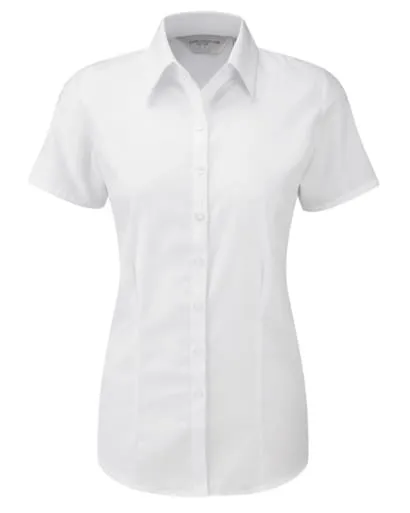 Russell Collection Ladies Short Sleeved Herring bone womens work Shirt - 963F