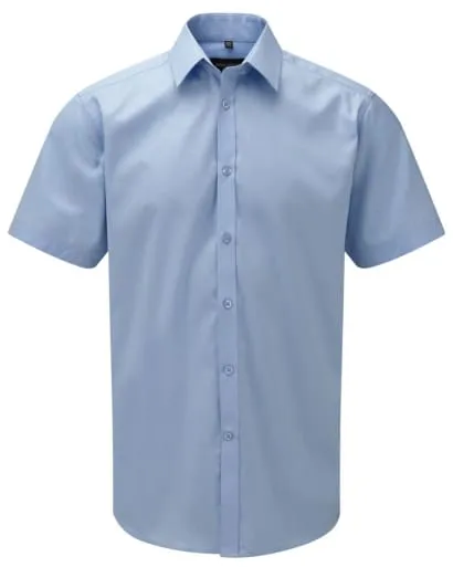 Russell Collection Mens Short Sleeved Herring Bone Shirt -963M