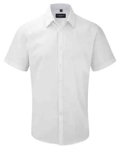 Russell Collection Mens Short Sleeved Herring Bone Shirt -963M
