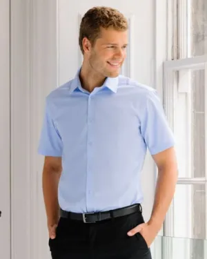 Russell Collection Mens Short Sleeved Herring Bone Shirt -963M