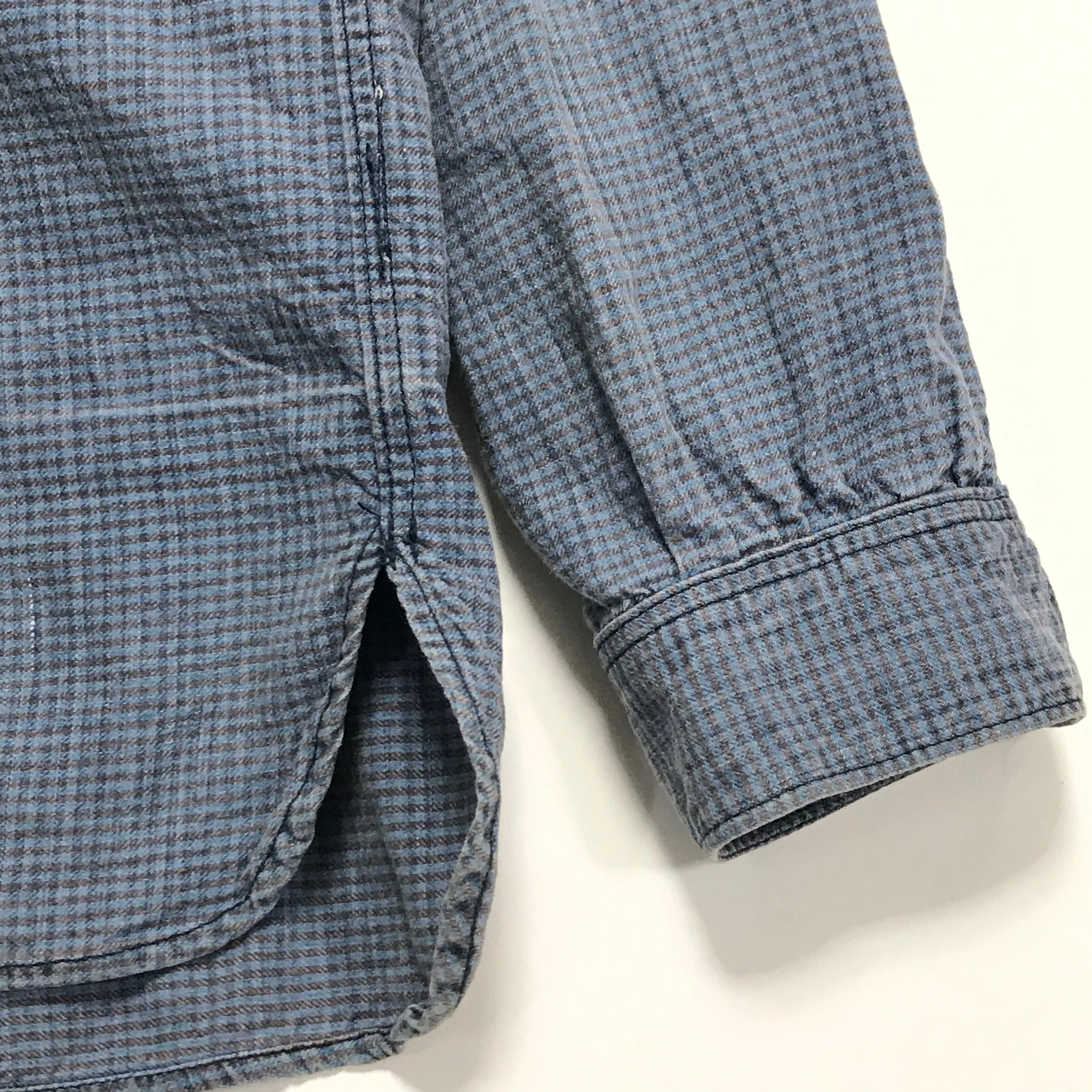 [S] Visvim 14SS Long Rider Indigo Check L/S Shirt Cotton / Linen