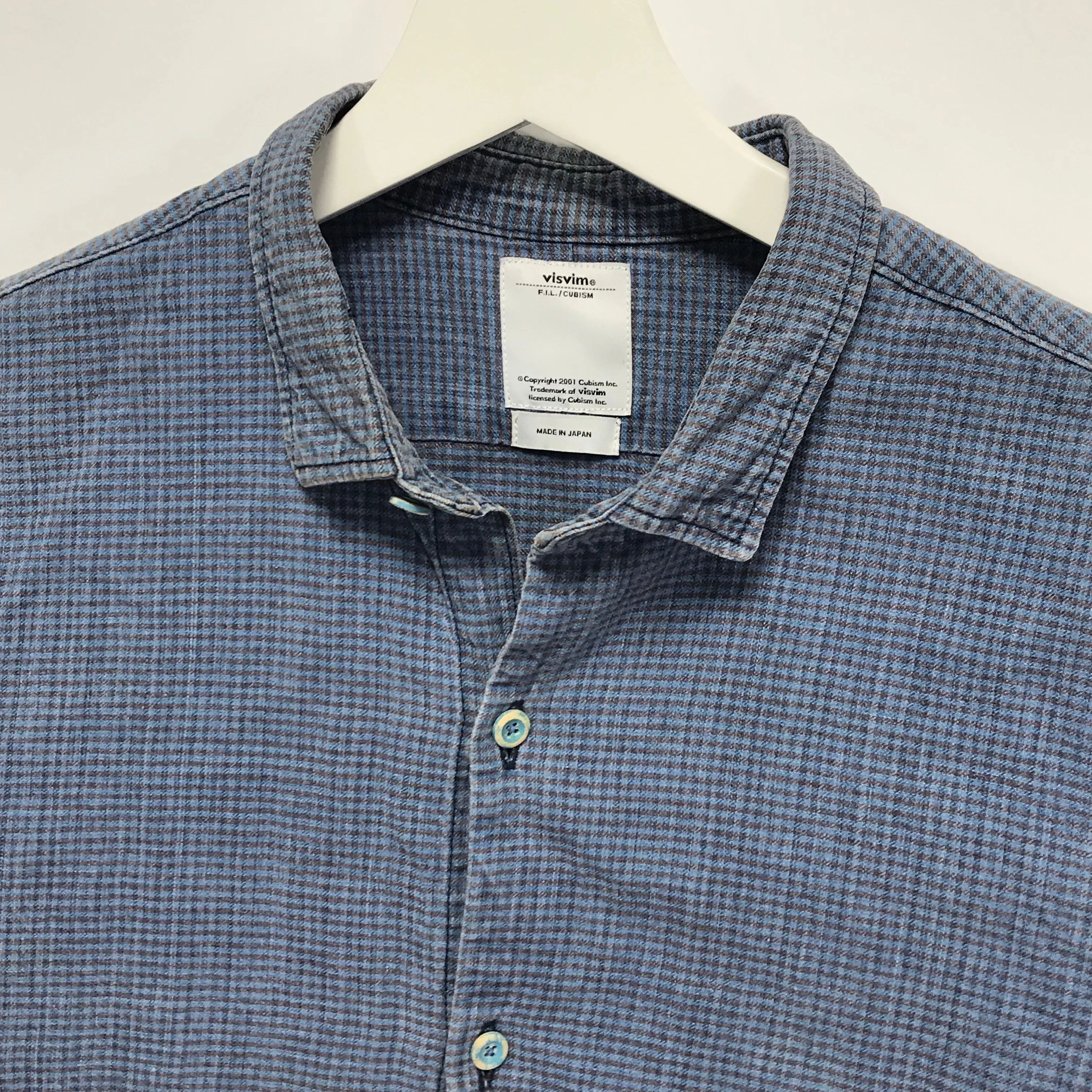[S] Visvim 14SS Long Rider Indigo Check L/S Shirt Cotton / Linen