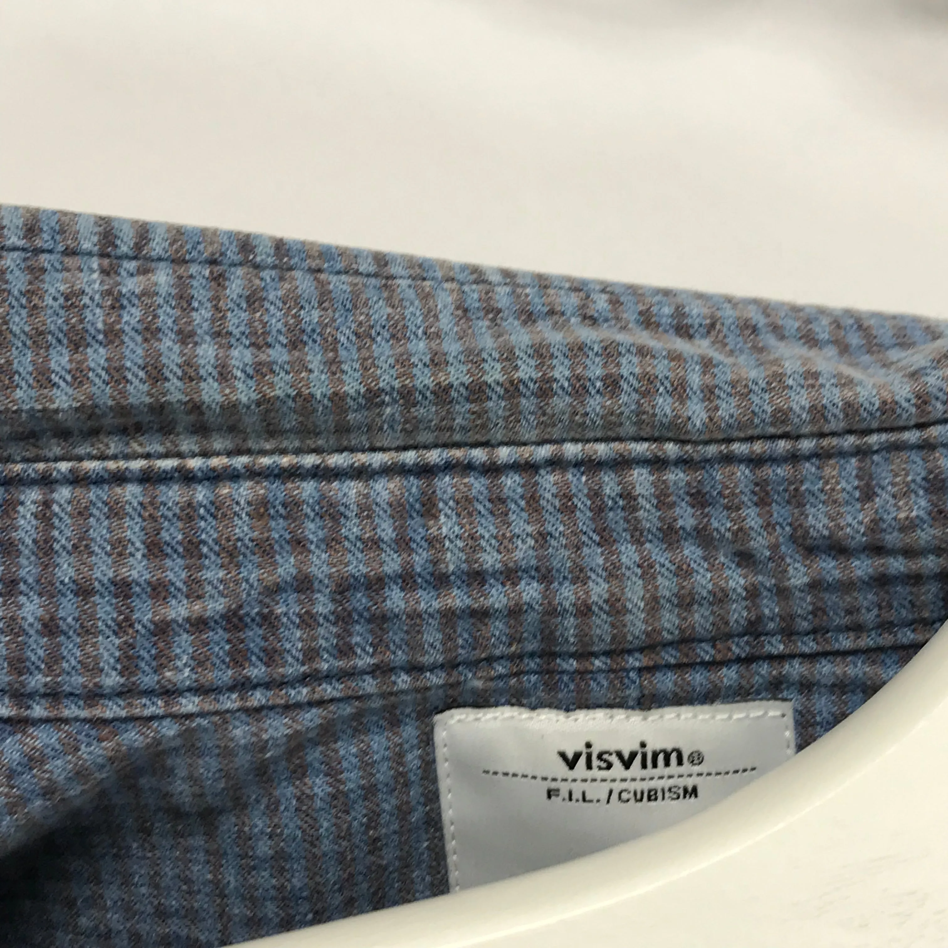 [S] Visvim 14SS Long Rider Indigo Check L/S Shirt Cotton / Linen