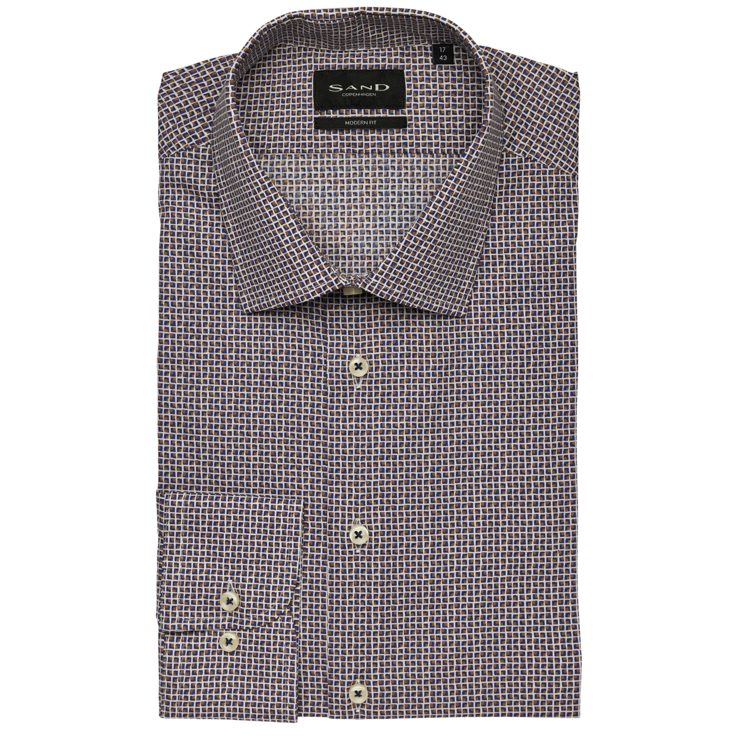 Sand Geometric Print Shirt - Brown