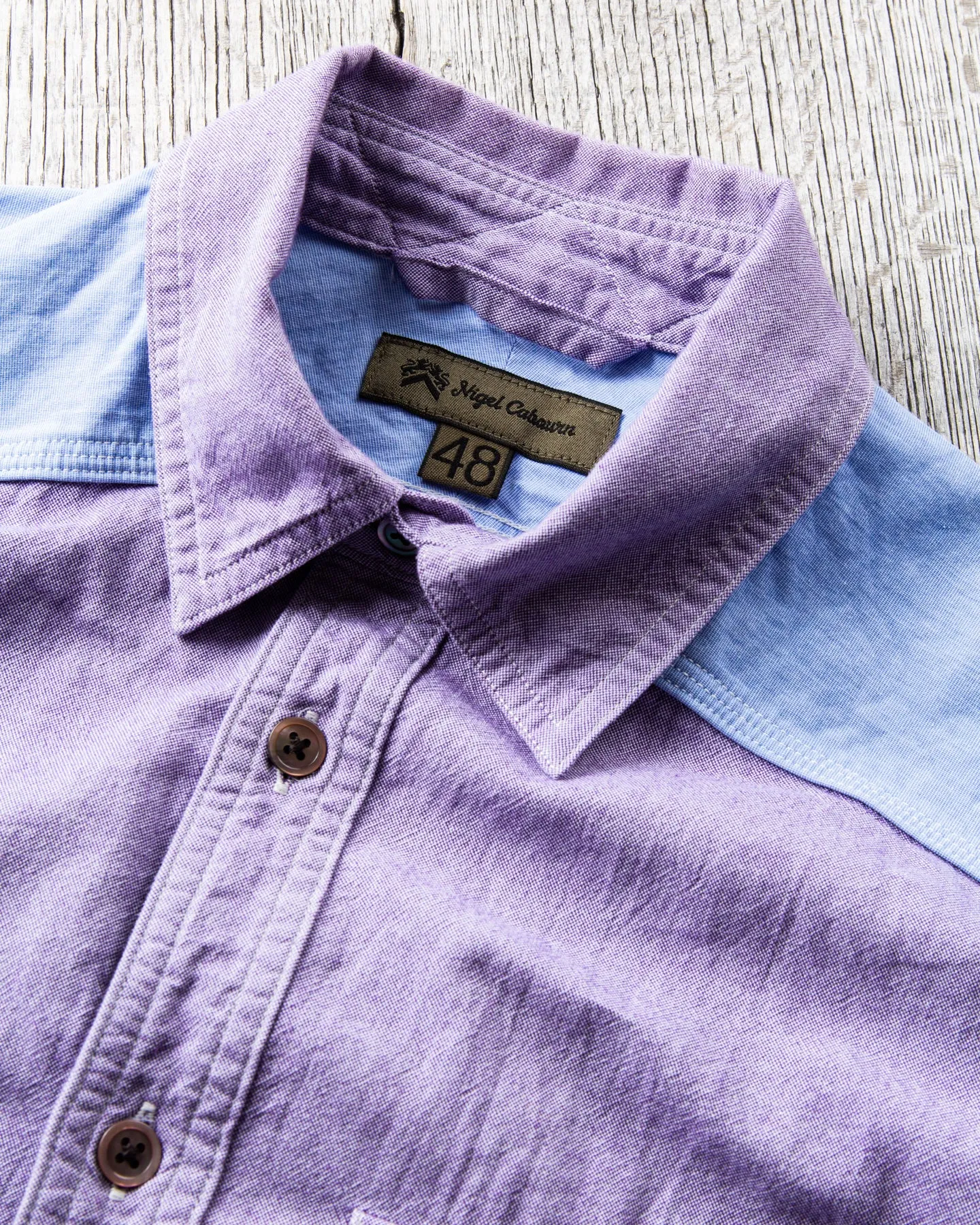 Second Hand Nigel Cabourn British Officers Cotton Shirt Two Tone Size 48