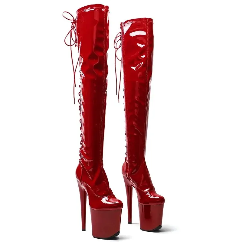 Sexy Zip Women Party Over The Knee Boots Ultra 20cm High Heels Platform Boots