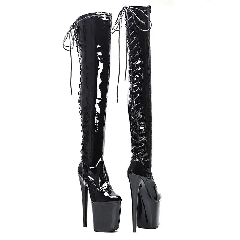 Sexy Zip Women Party Over The Knee Boots Ultra 20cm High Heels Platform Boots