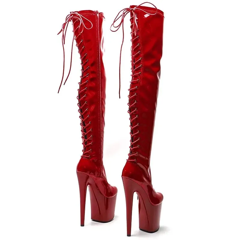 Sexy Zip Women Party Over The Knee Boots Ultra 20cm High Heels Platform Boots
