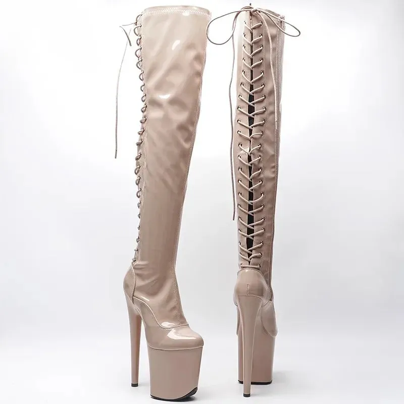 Sexy Zip Women Party Over The Knee Boots Ultra 20cm High Heels Platform Boots