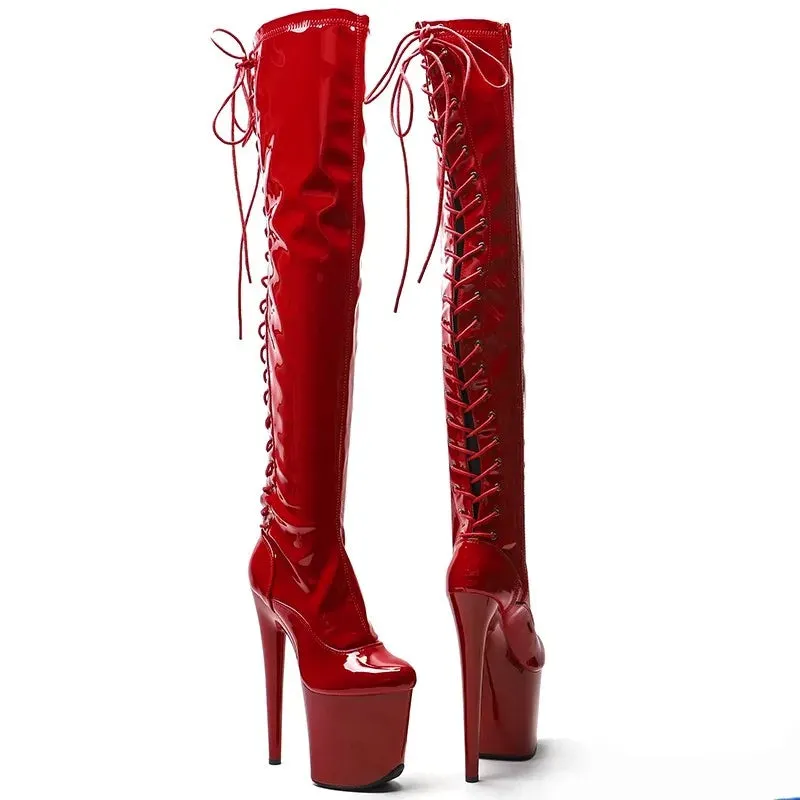 Sexy Zip Women Party Over The Knee Boots Ultra 20cm High Heels Platform Boots