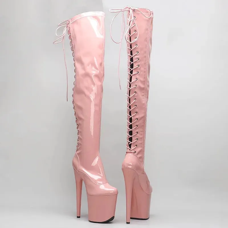 Sexy Zip Women Party Over The Knee Boots Ultra 20cm High Heels Platform Boots
