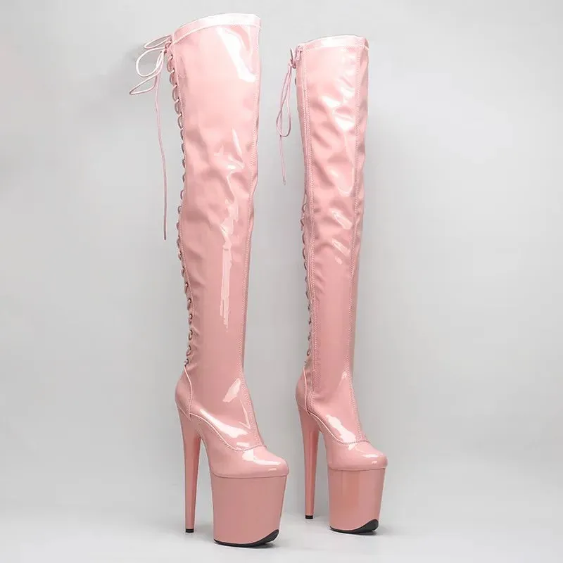 Sexy Zip Women Party Over The Knee Boots Ultra 20cm High Heels Platform Boots