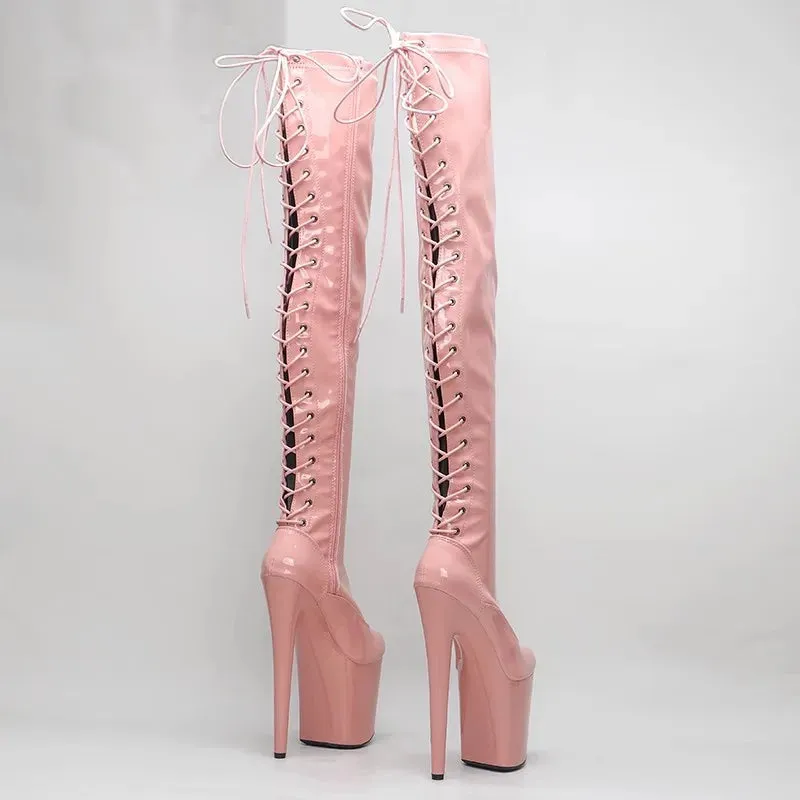 Sexy Zip Women Party Over The Knee Boots Ultra 20cm High Heels Platform Boots