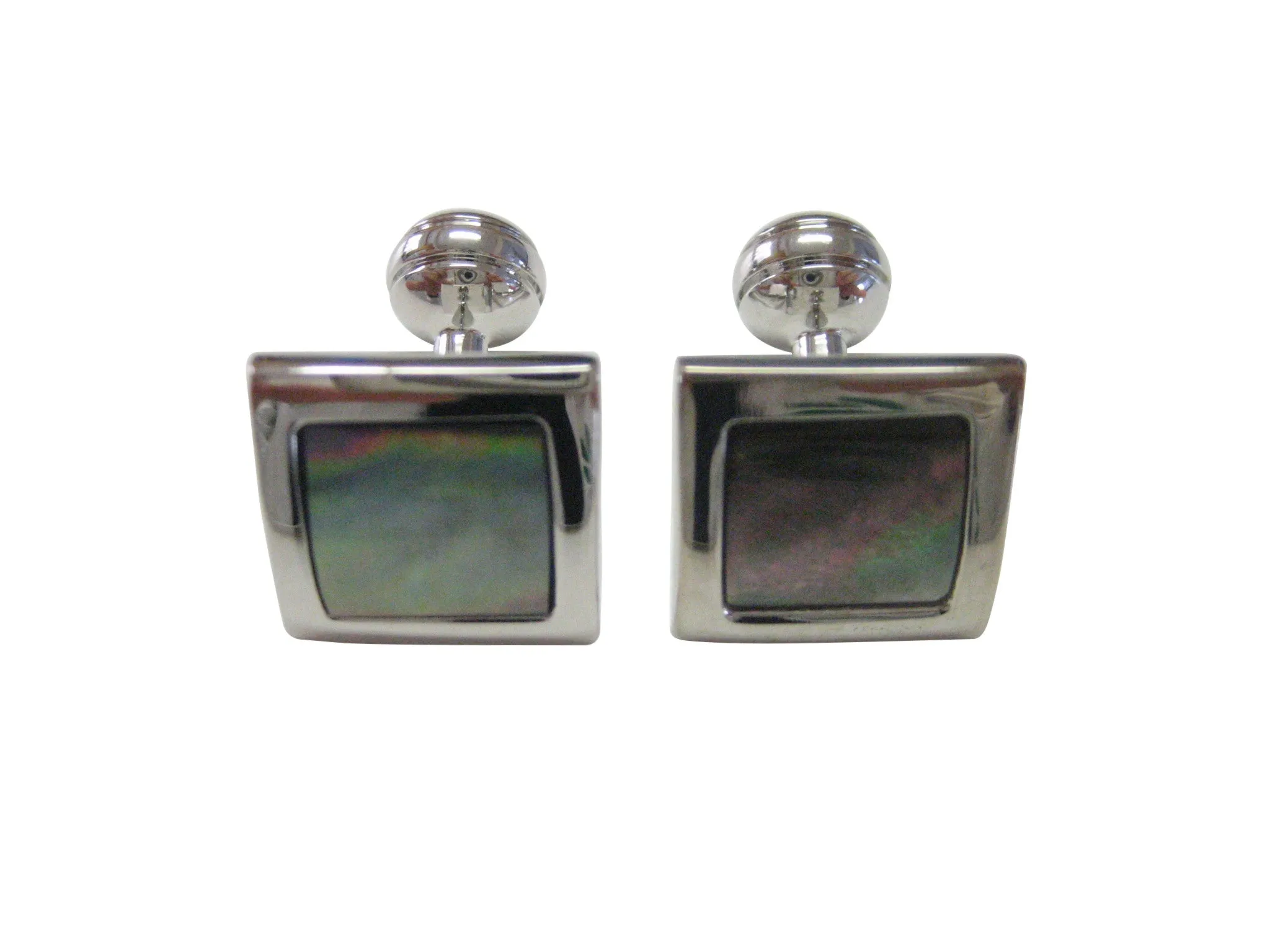 Shell Design Silver Toned Square Cufflinks