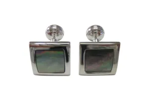 Shell Design Silver Toned Square Cufflinks