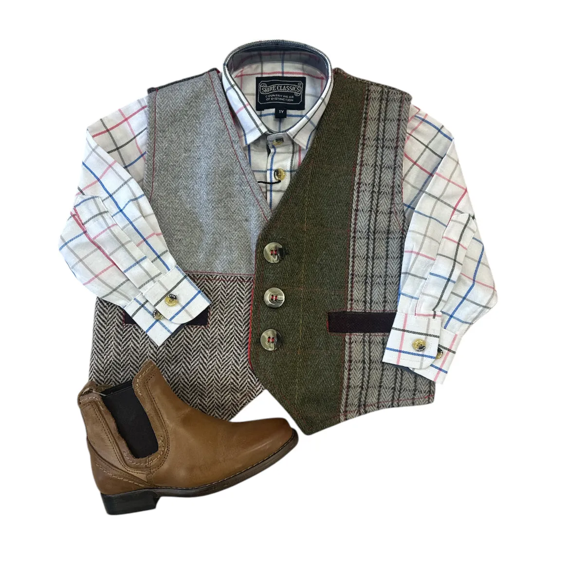 Shire Classics Kids White Checked Shirt