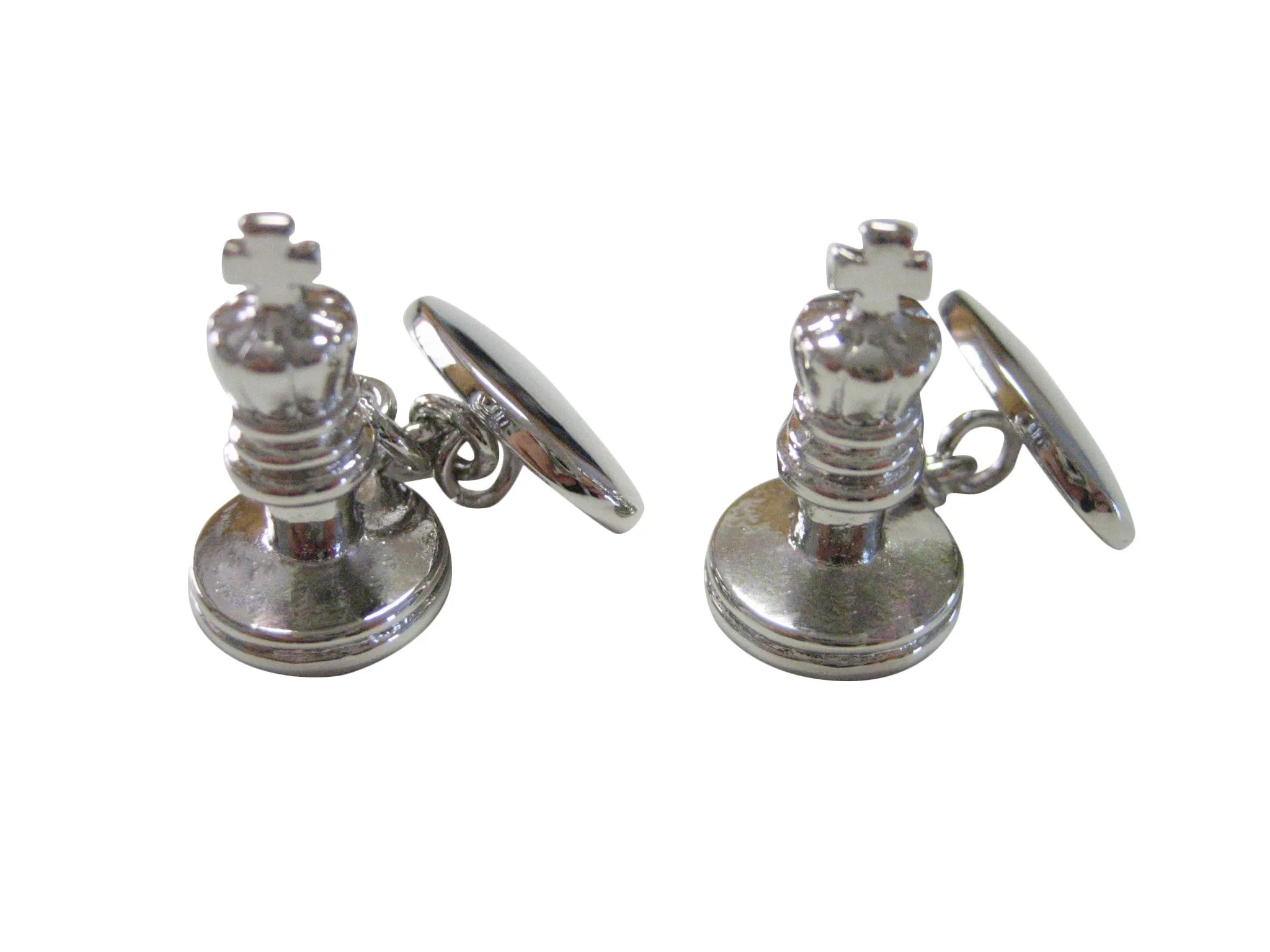 Silver Toned Chess King Piece Cufflinks
