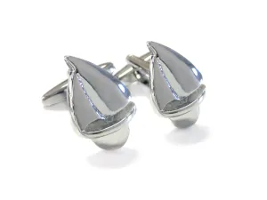 Silver Toned Sail Boat Cufflinks