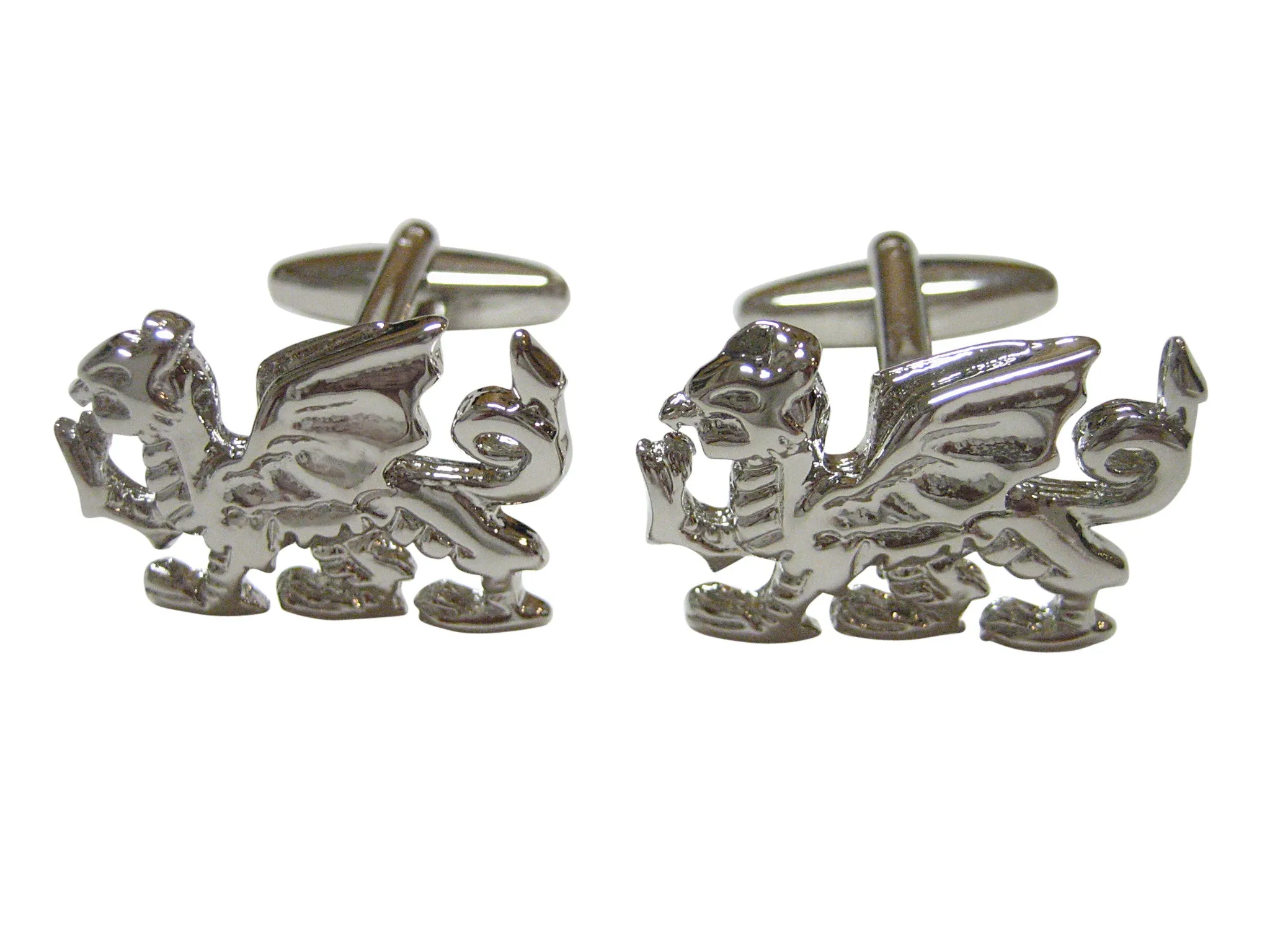 Silver Toned Welsh Dragon Cufflinks