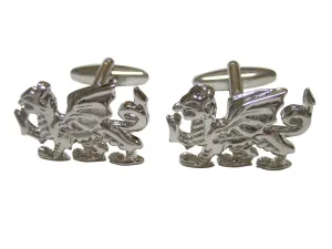 Silver Toned Welsh Dragon Cufflinks