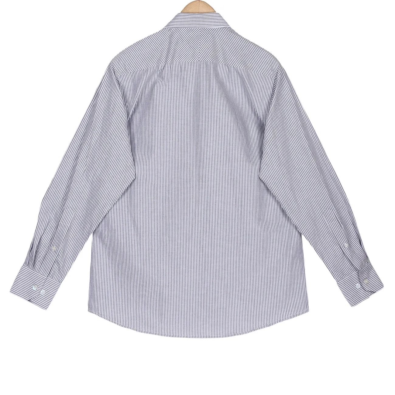 Slate Grey Oxford Stripes Button Down Cotton Shirt