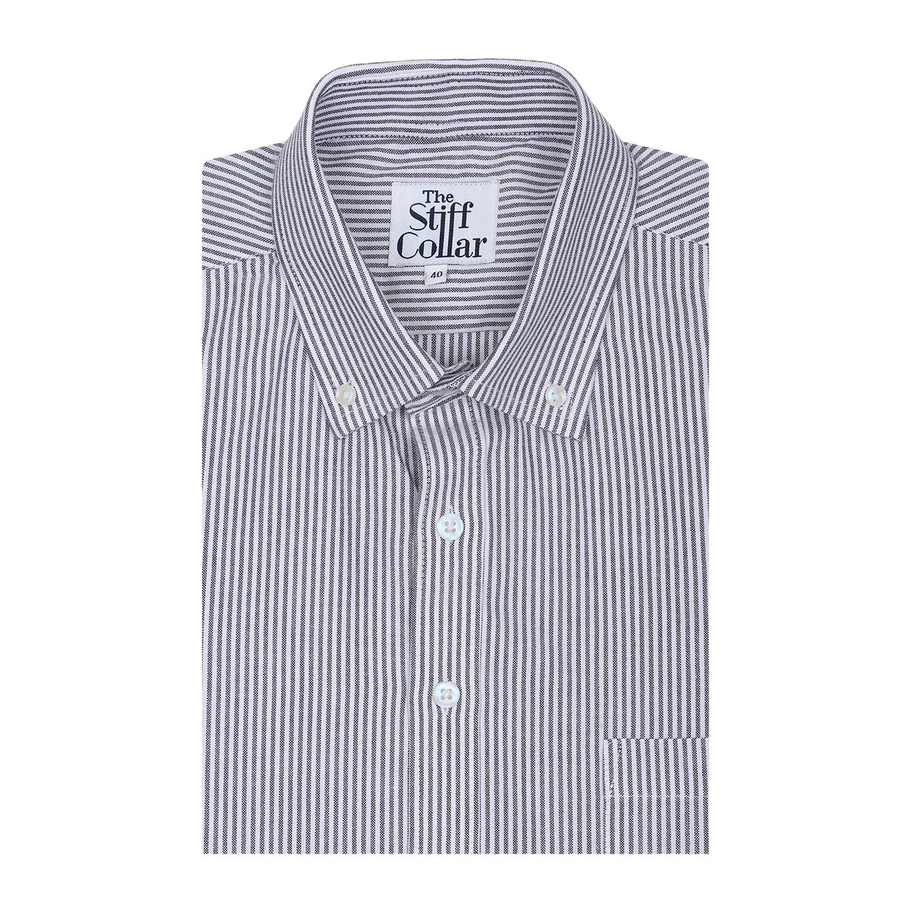 Slate Grey Oxford Stripes Button Down Cotton Shirt
