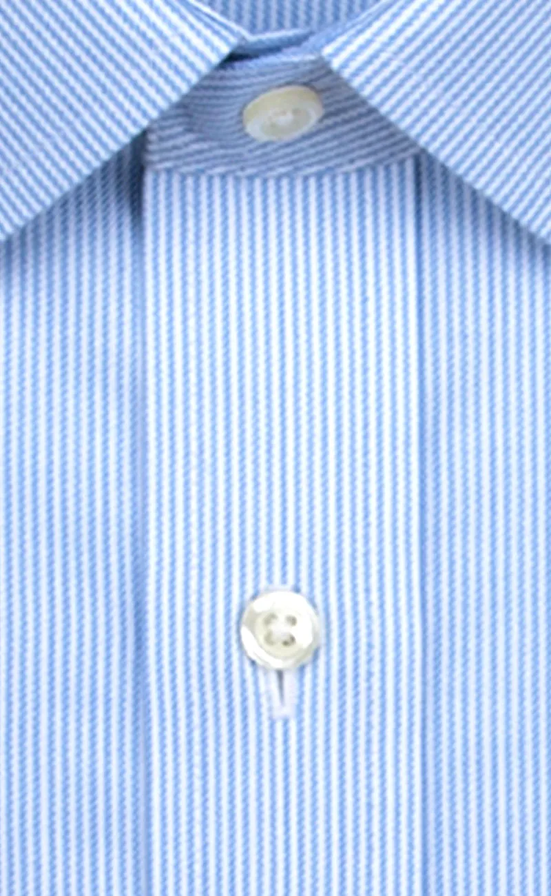 Slim Fit Blue Stripe Spread Collar Supima® Cotton Non-Iron Twill Dress Shirt