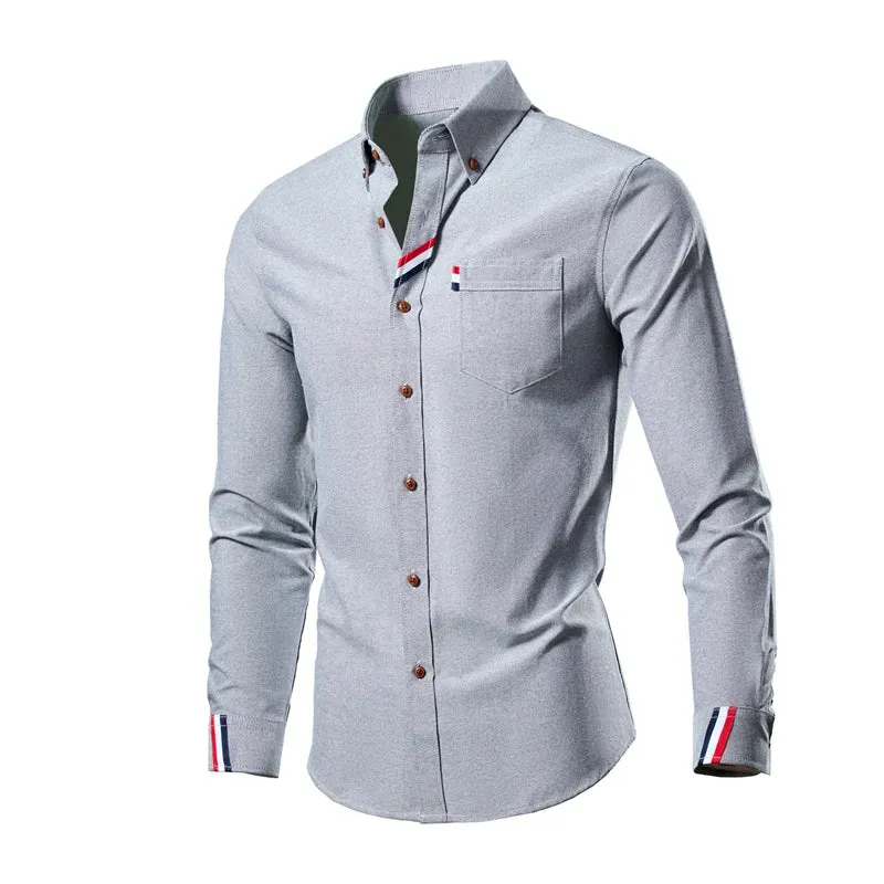 Slim Fit Business Long Sleeve Lapel Shirt for Men
