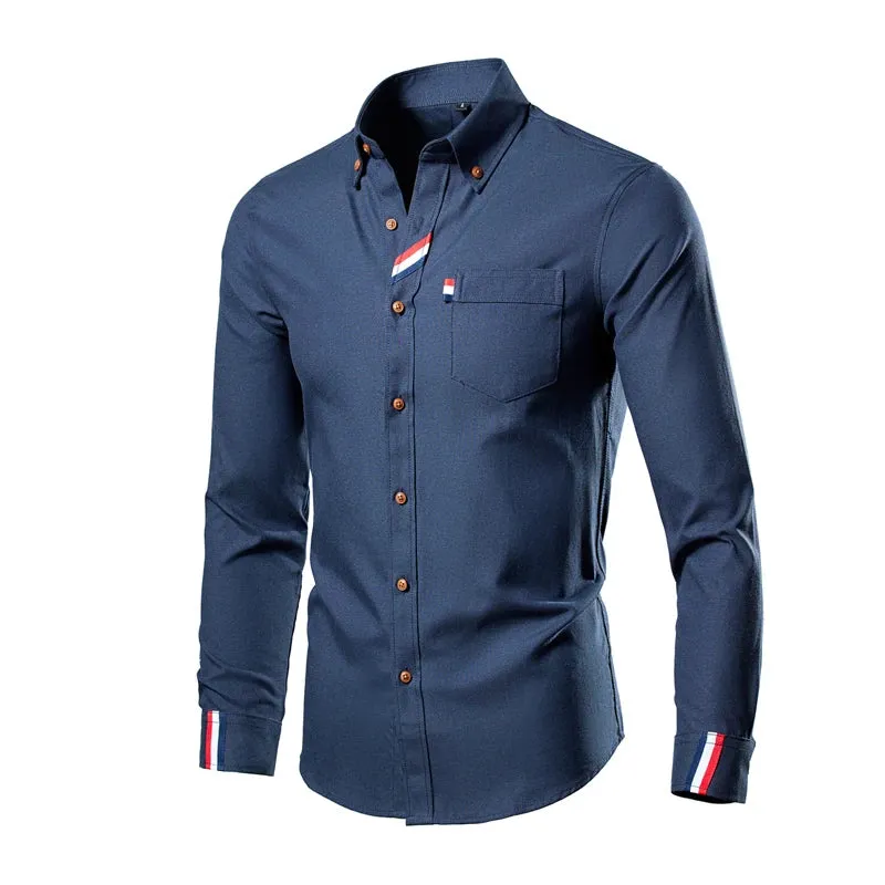Slim Fit Business Long Sleeve Lapel Shirt for Men