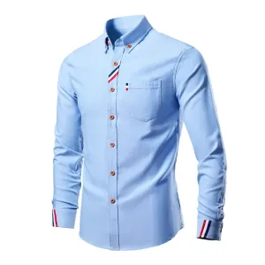 Slim Fit Business Long Sleeve Lapel Shirt for Men