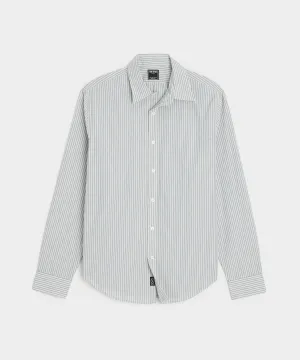 Slim Fit Poplin Sport Shirt in Blue Triple Stripe