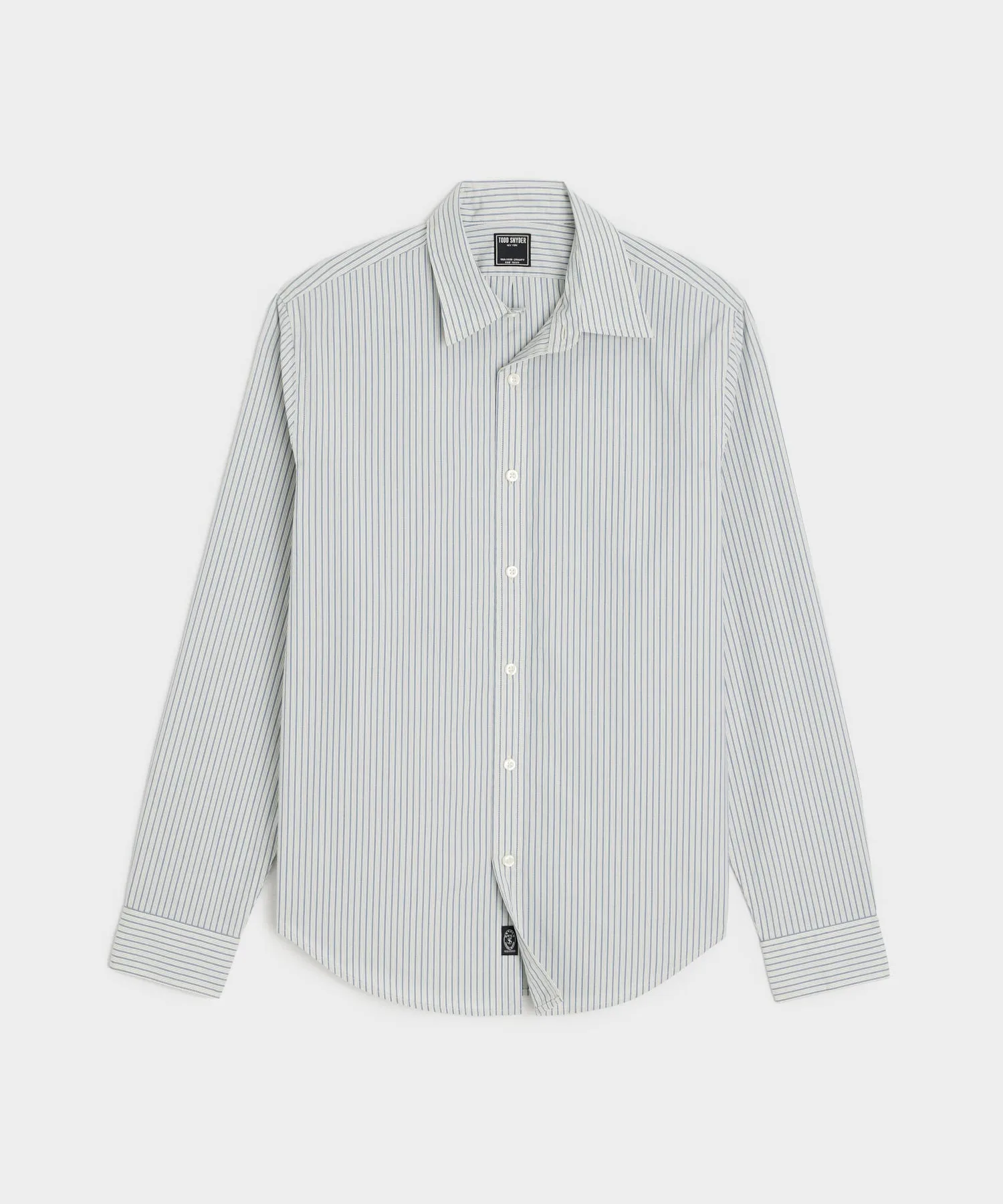 Slim Fit Poplin Sport Shirt in Blue Triple Stripe