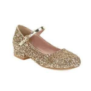 Sparkling Sequins Mary Janes Low Heels Women's Pumps