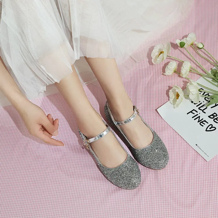 Sparkling Sequins Mary Janes Low Heels Women's Pumps