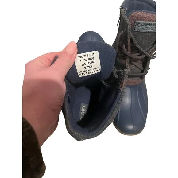 Sperry Women's Saltwater Varsity Stripe Wool Rain and All Weather Boots